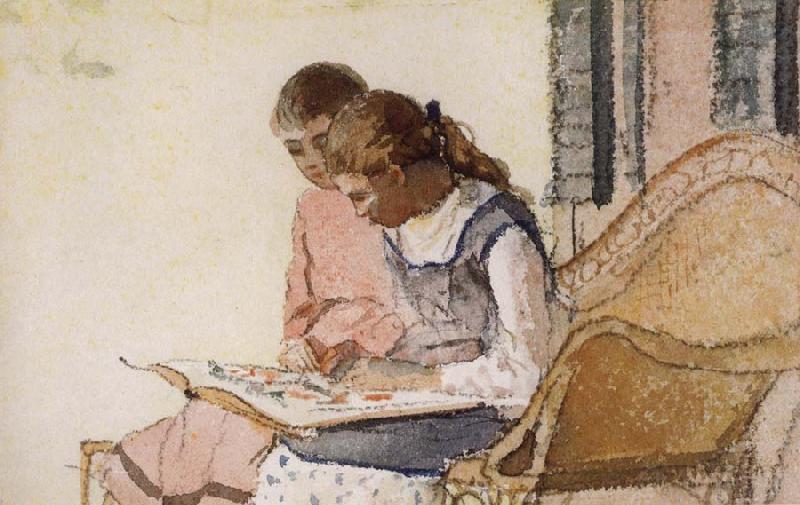 Winslow Homer Two Girls Looking at a Book Sweden oil painting art